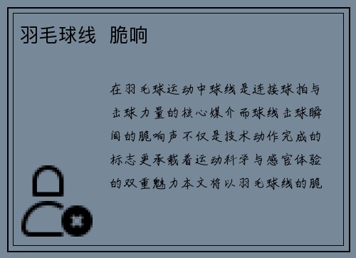 羽毛球线  脆响
